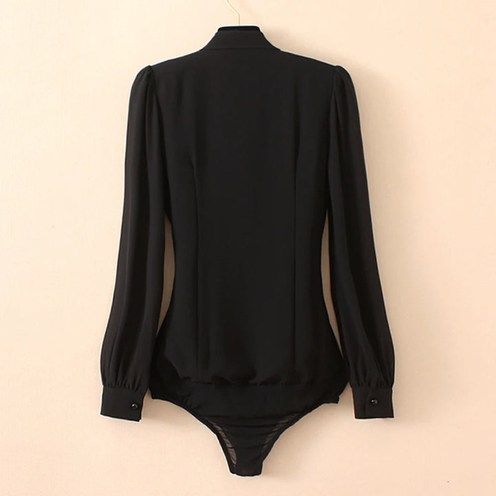 Fashionable Bow Tie-Neck Body Shirt