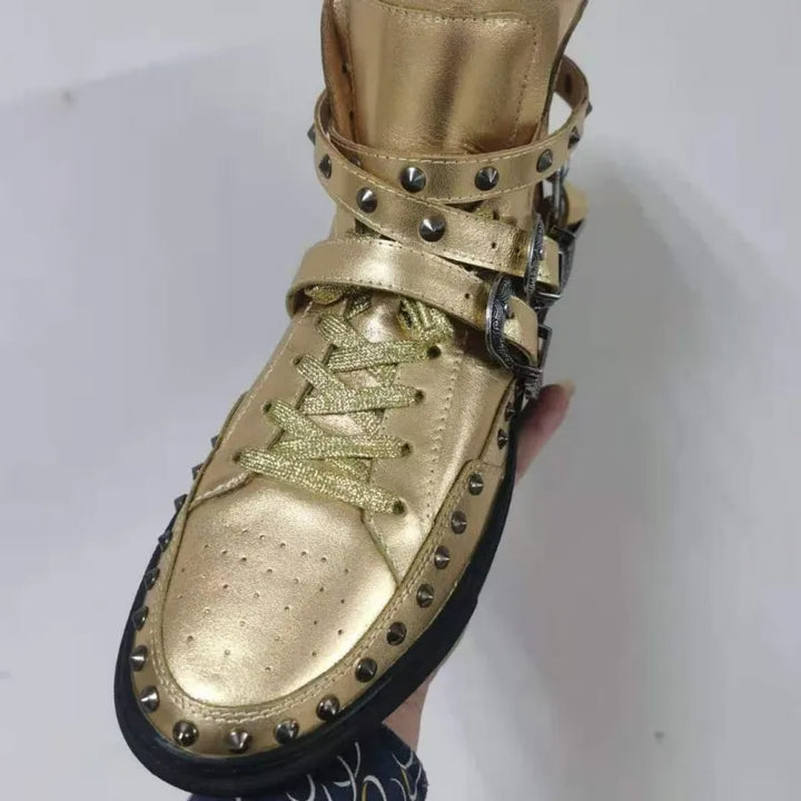 High-Top Buckle Strap Rivets Shoes