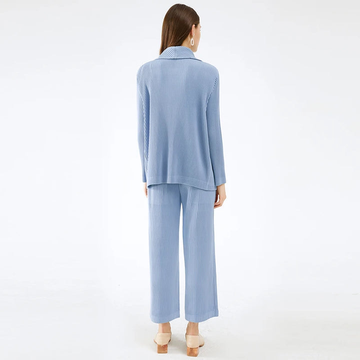 Elegant Pleated Women's Pants Suit