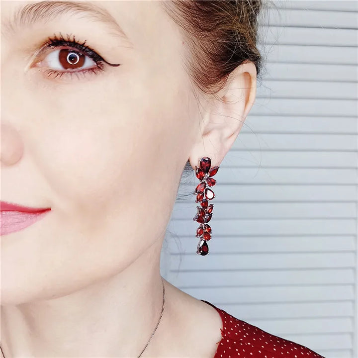 Charming Garnet Drop Earrings