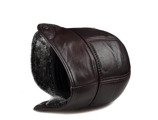 Warm Fur-Lined Leather Cap