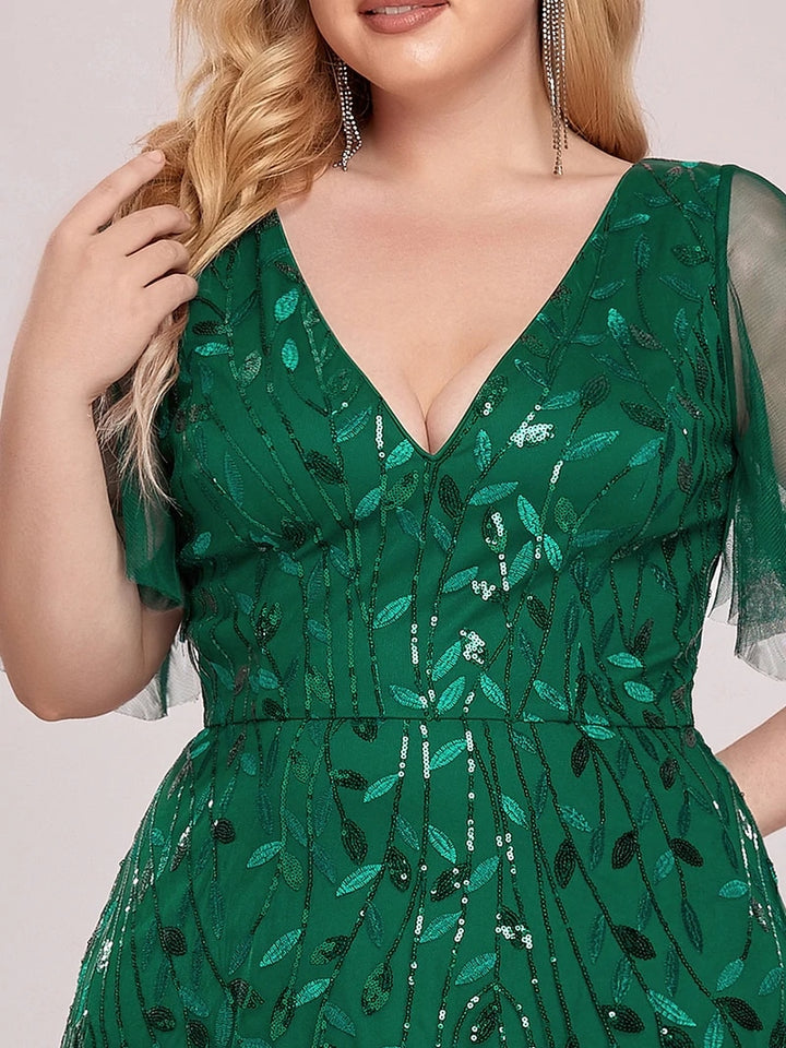 Half Sleeves Plus Size Women's Evening Party Dress | All For Me Today