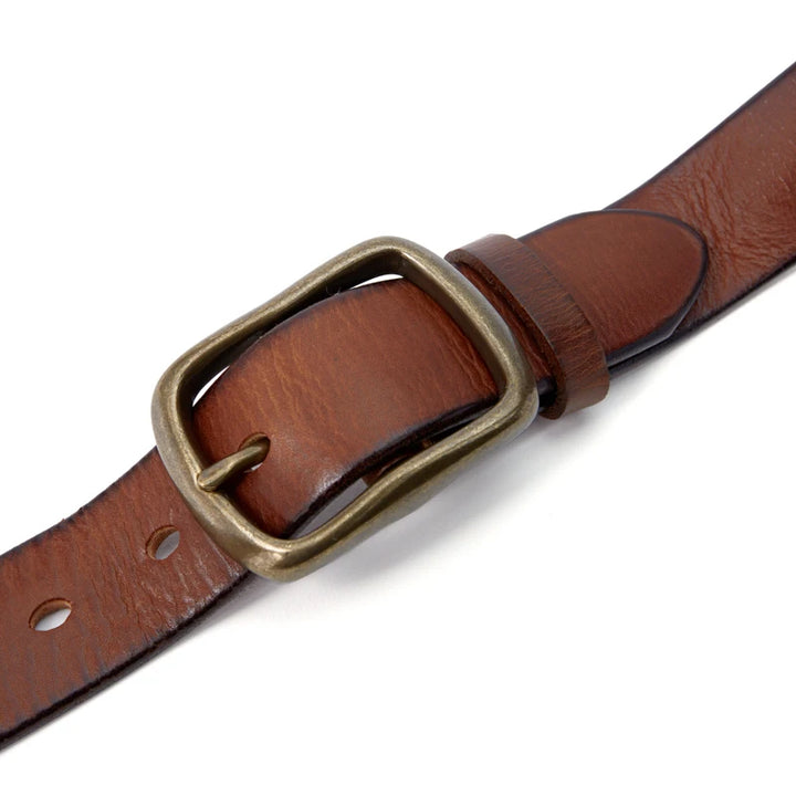 Vintage Copper Buckle Handmade Soft Leather Belt