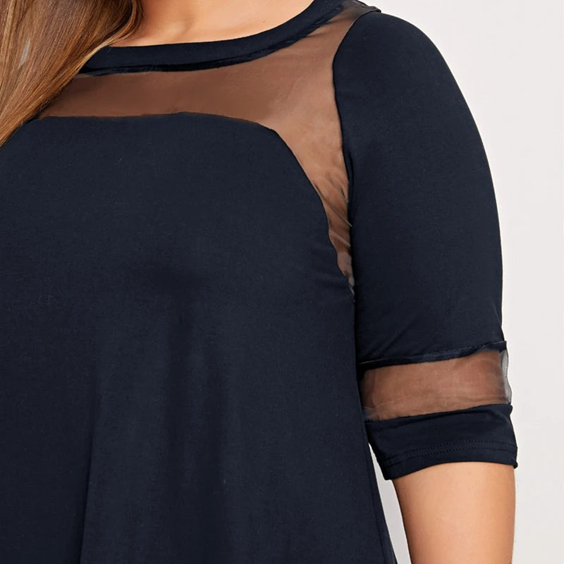Versatile Mesh Panel Mini Dress