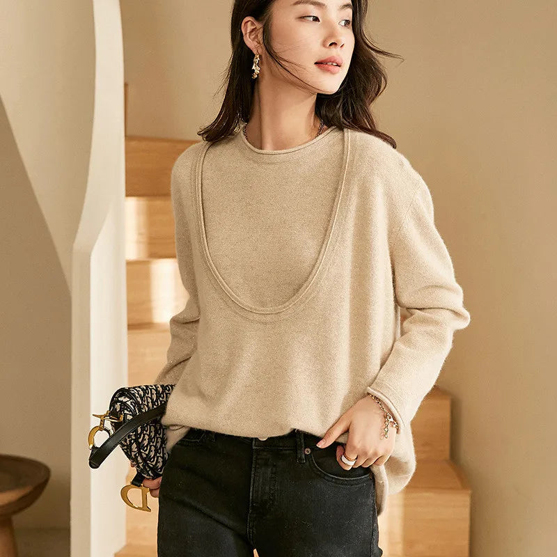 Spoon Collar Loose Fit Cashmere Sweater