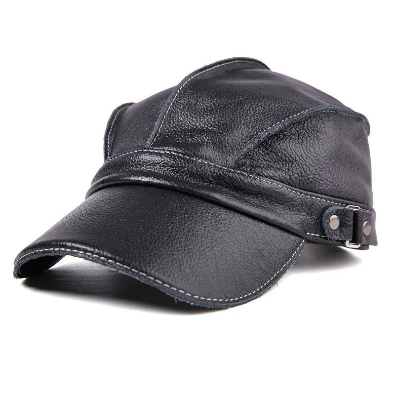 Fashionable Real Leather Baseball Cap