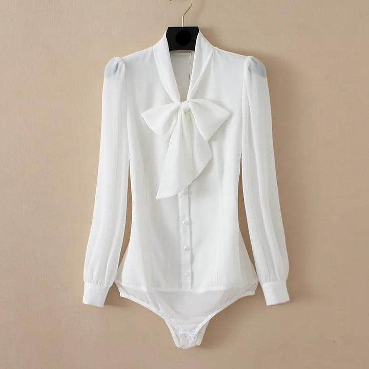 Fashionable Bow Tie-Neck Body Shirt