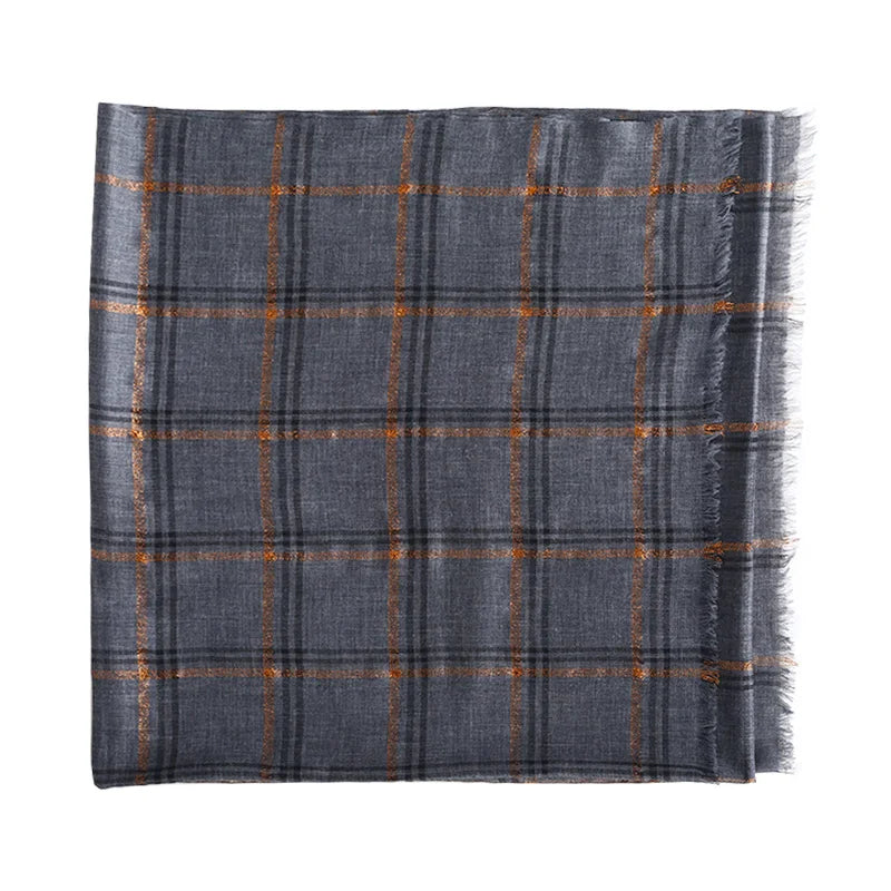 Sophisticated Silk Plaid Wool Scarf