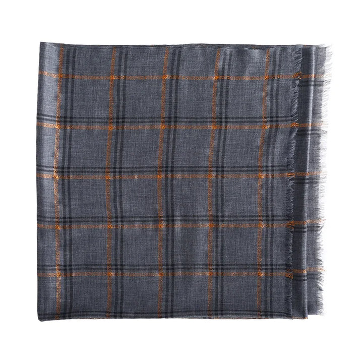 Sophisticated Silk Plaid Wool Scarf