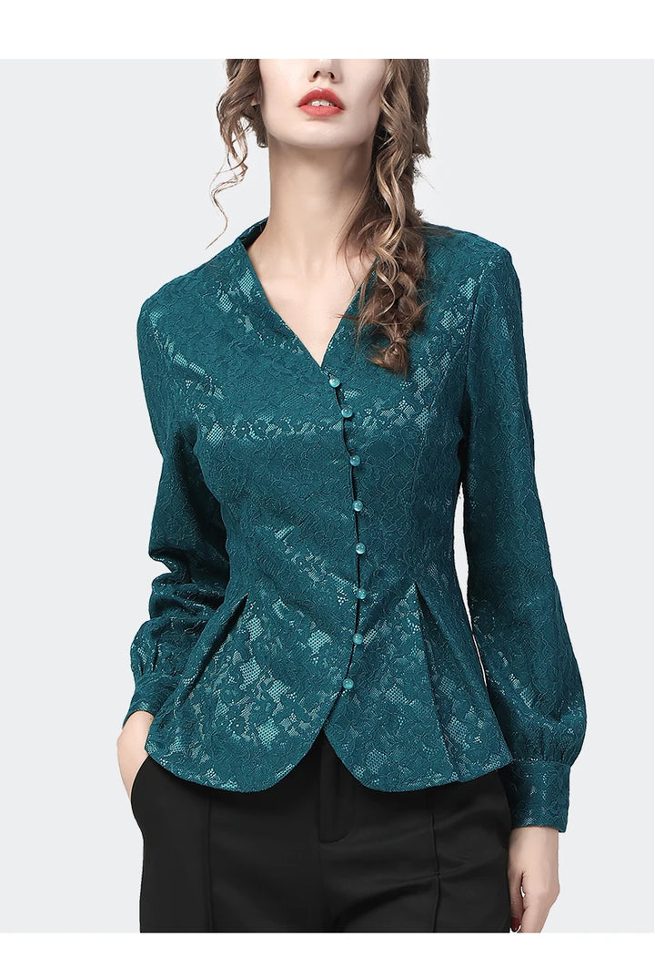 Stunning Asymmetry Pearls Button Tunic Shirt