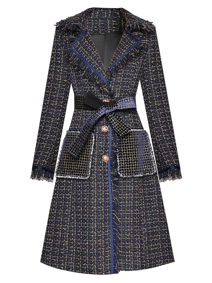 Plaid Woolen Windbreaker Overcoat