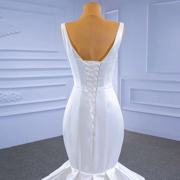 Fancy Satin Ruffled Cascading Bridal Gown