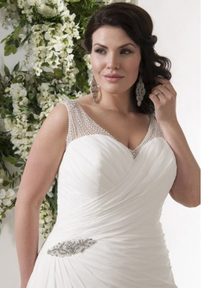 Double V Neck Plus Size Women's Wedding Dress| All For Me Today