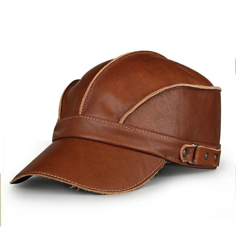 Fashionable Real Leather Baseball Cap