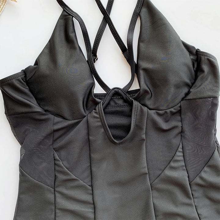 Mesh High-Cut One Piece Swimsuit