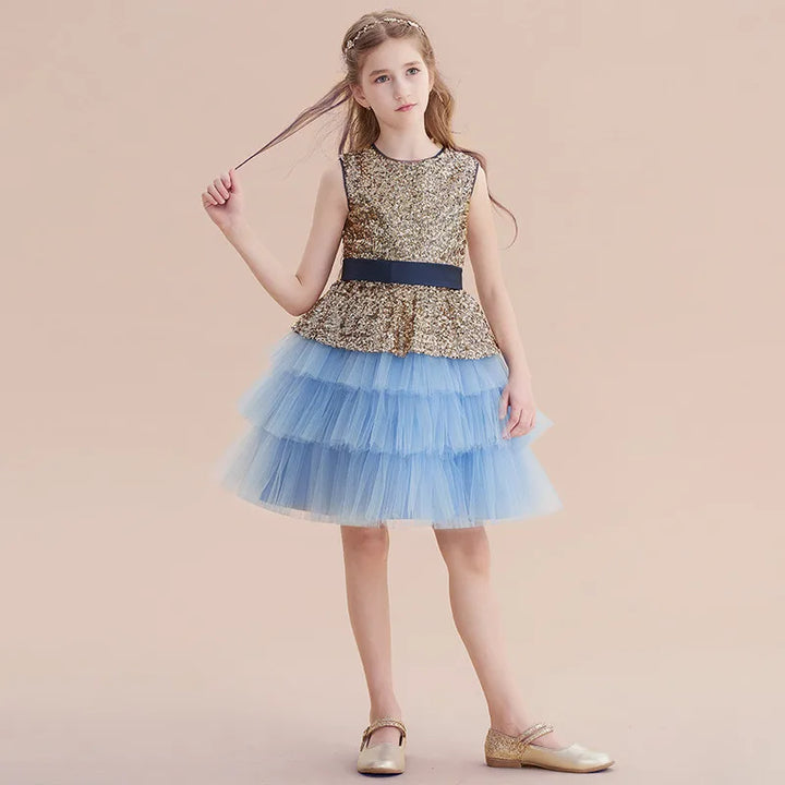 Robe de demoiselle d'honneur courte en tulle à paillettes personnalisée Dideyttawl, robe de soirée de concert formelle junior, robe de spectacle à volants tutu