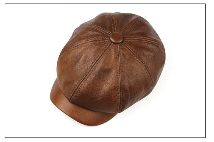 Retro Genuine Leather Beret Hat
