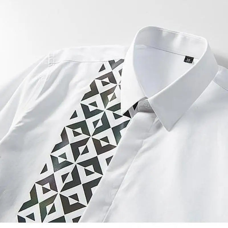 Geometric Slim Fit Men's Dress Shirt