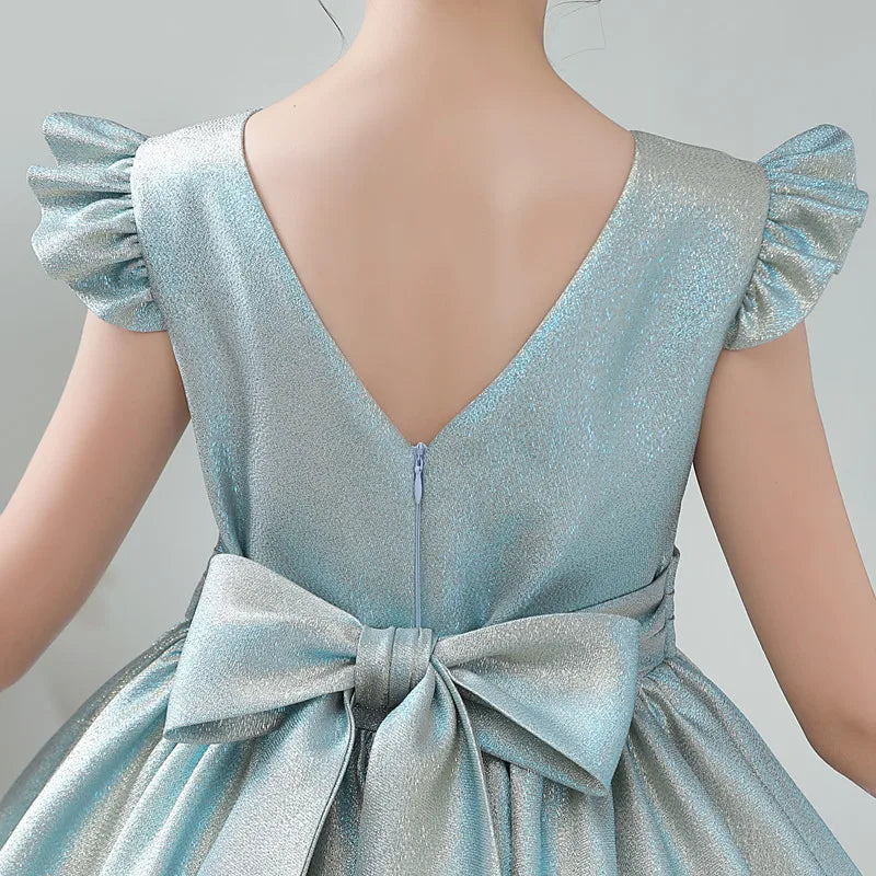 Glittery Sleek Satin Girl's Party Ball Gown