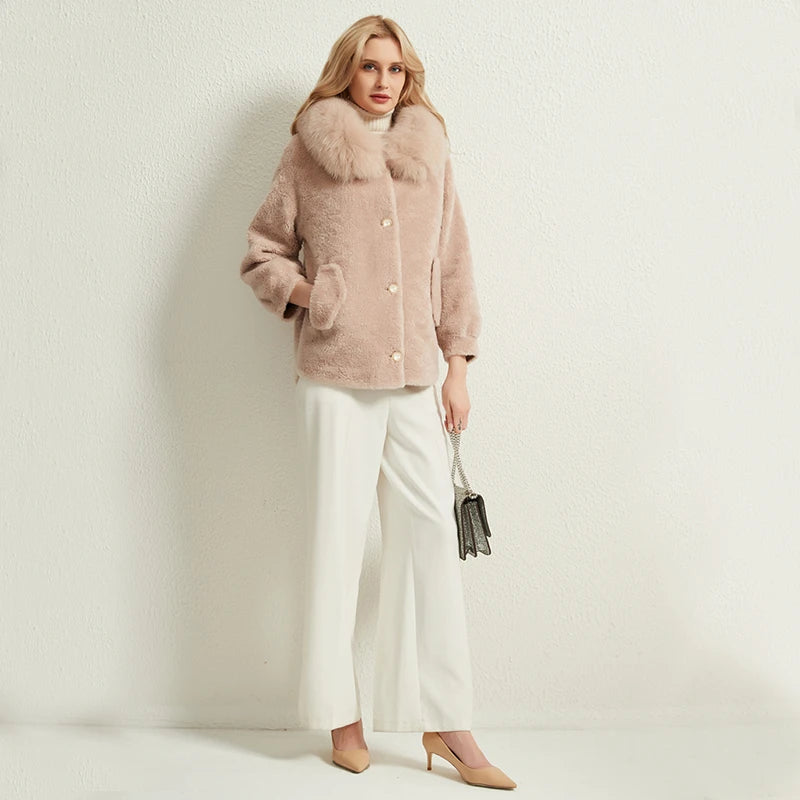 Sheep Fur Hooded Trench Coat