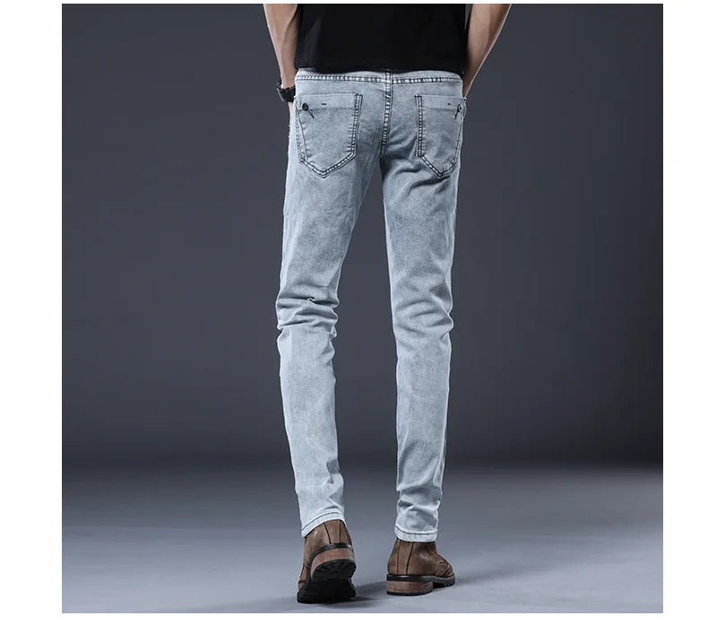 Mid Waist Button Design Jeans Pants