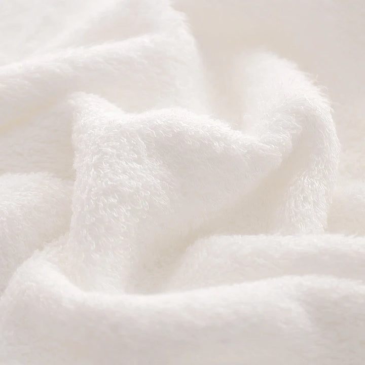 White bamboo-fiber towel close-up of soft plush terry pile