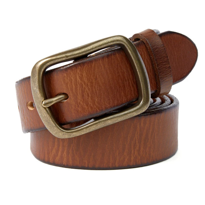 Vintage Copper Buckle Handmade Soft Leather Belt