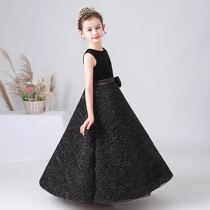 Lovely Velvet Bling Girl's Formal Gown