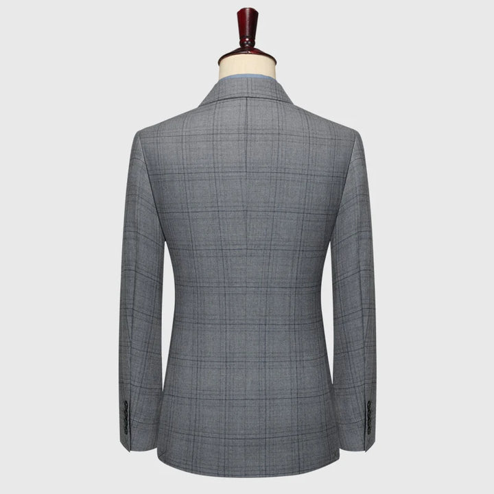 Gray Plaid Double Breasted Suit