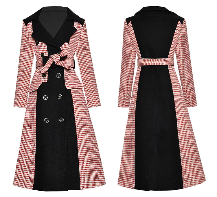 Double Breasted Houndstooth Overcoat