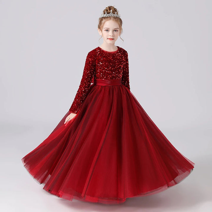 Glittery Sequins Girl's Tulle Party Dress