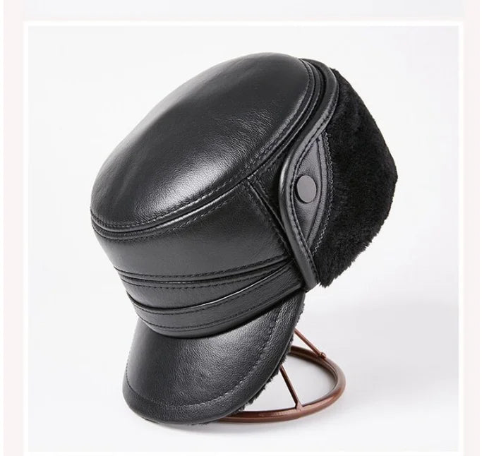 Stylish Warm Leather Baseball Cap