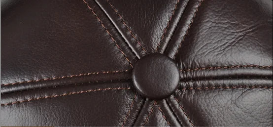 Warm Fur-Lined Leather Cap
