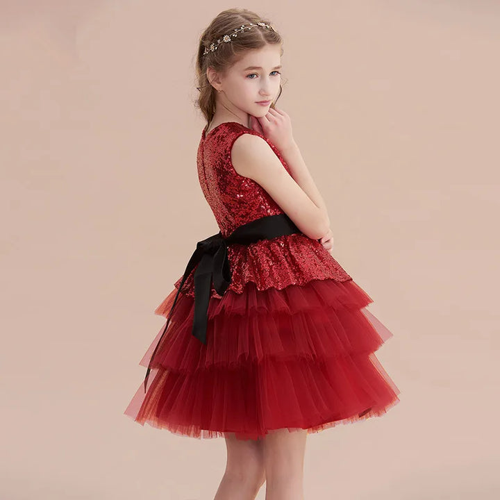 Robe de demoiselle d'honneur courte en tulle à paillettes personnalisée Dideyttawl, robe de soirée de concert formelle junior, robe de spectacle à volants tutu