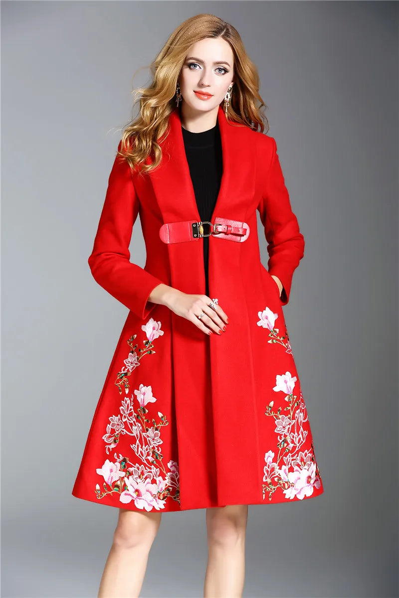 Stylish Embroidery Windbreaker Coat