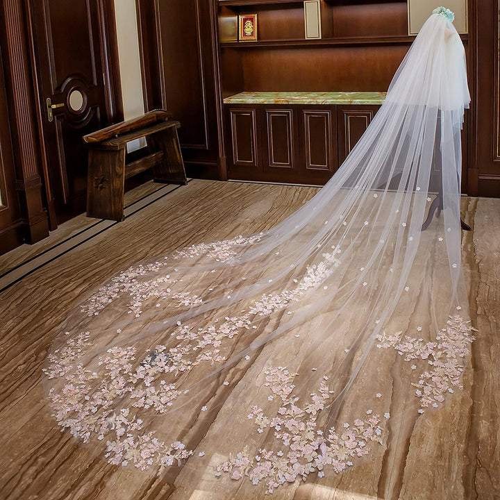 Romantic Two-Layer Floral Bridal Veil