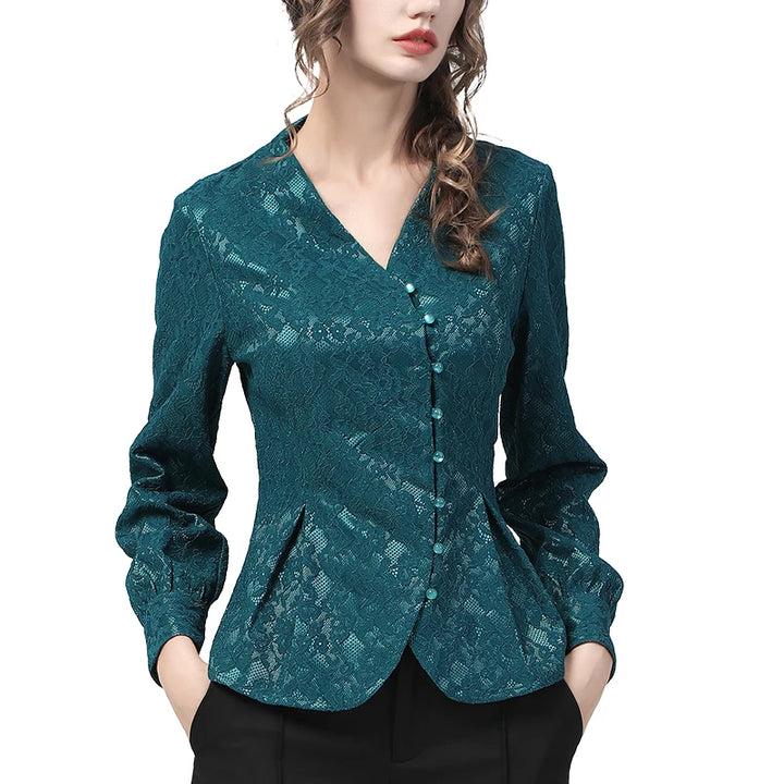 Stunning Asymmetry Pearls Button Tunic Shirt