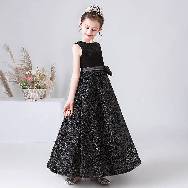 Lovely Velvet Bling Girl's Formal Gown