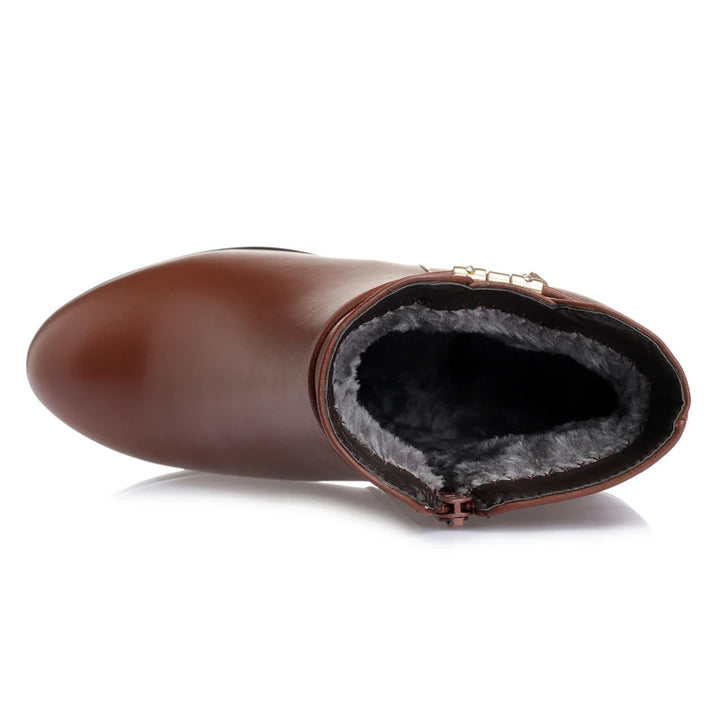 Soft Leather High Heels Zipper Boots