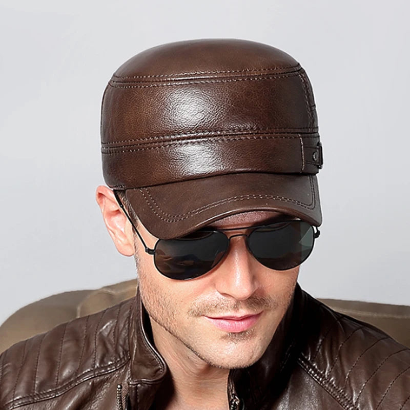 Elegant British Leather Adjustable Cap