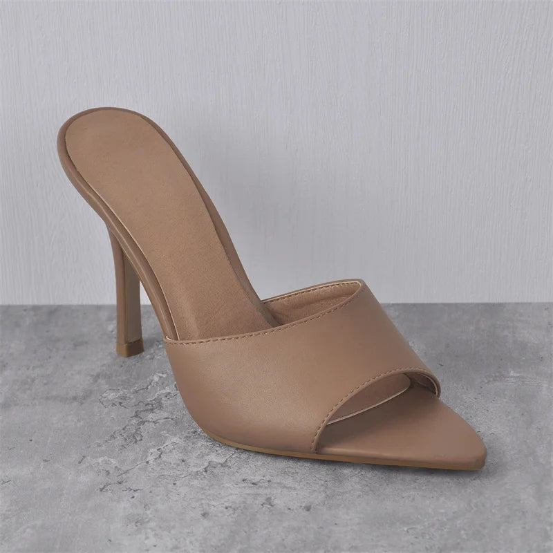 Stylish Pointed Peep Toe Slip-On Sandals