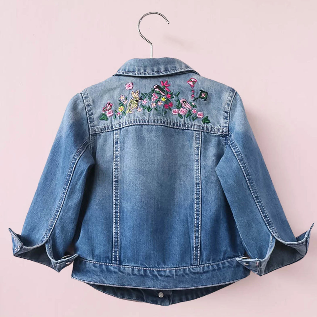 Sumptuous Lapel Collar Girl's Denim Jacket