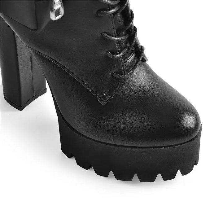 Trendy Lace-Up Knee High Boots