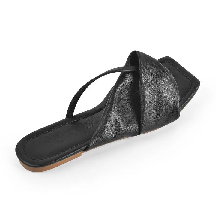 Black Matte Flat Sandals