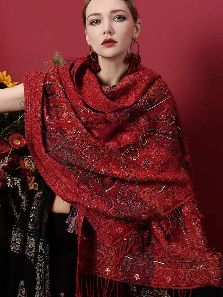 High-end Beading Wool Shawl
