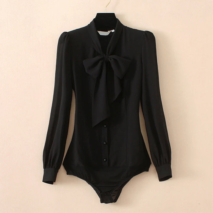 Fashionable Bow Tie-Neck Body Shirt