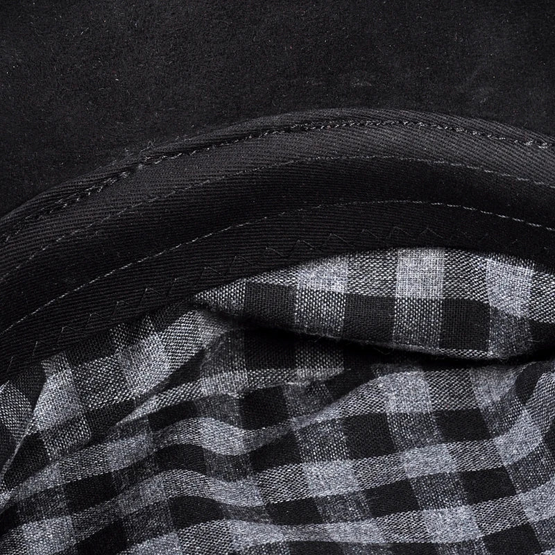 Stylish Plaid Shield Fitted Navy Cap