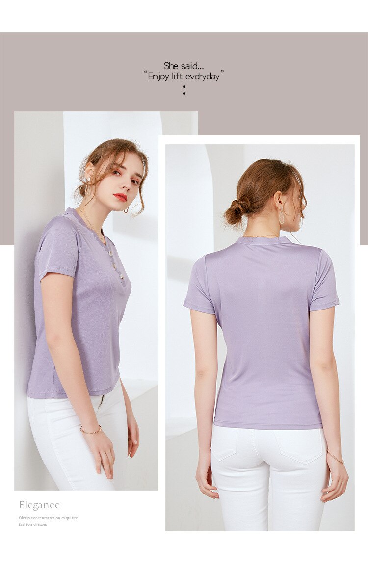 V-neck Temperament Women's Mulberry Silk T-shirt