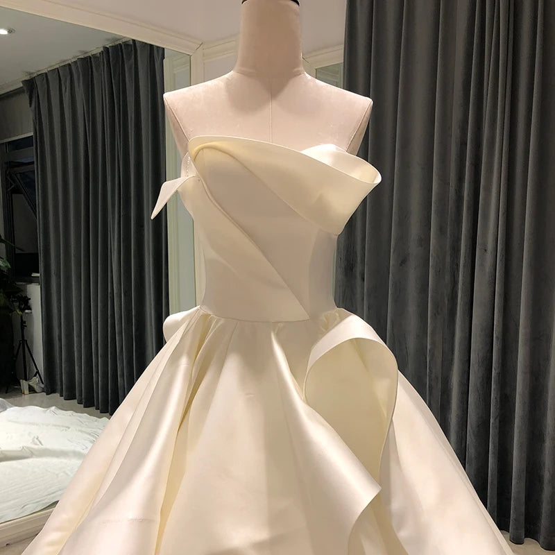 Satin Ruffled Wedding Gown