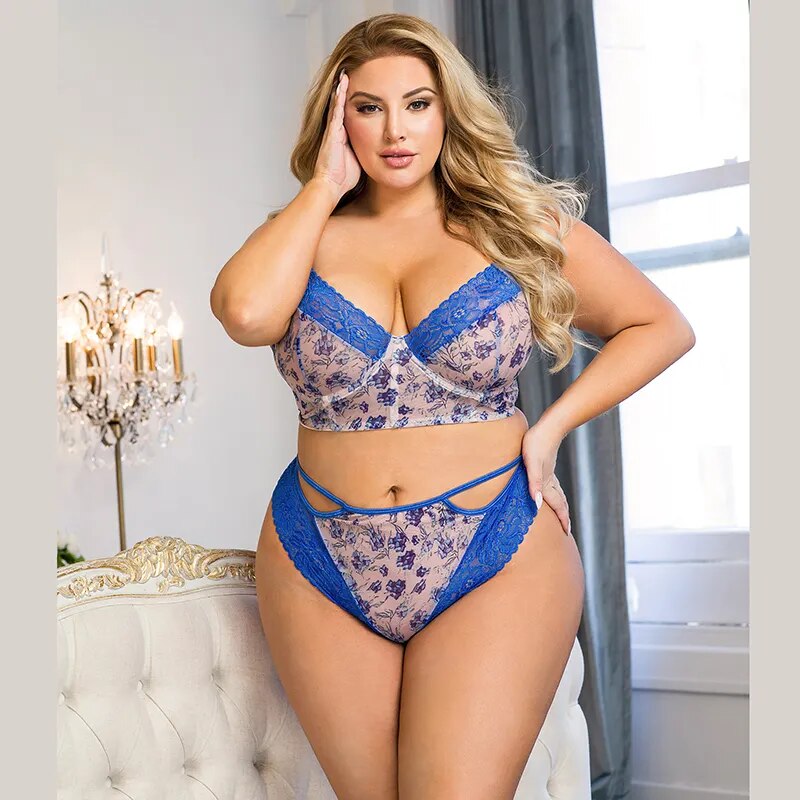 Lace Floral Plus Size Women's Underwear Brief Set | All For Me Today